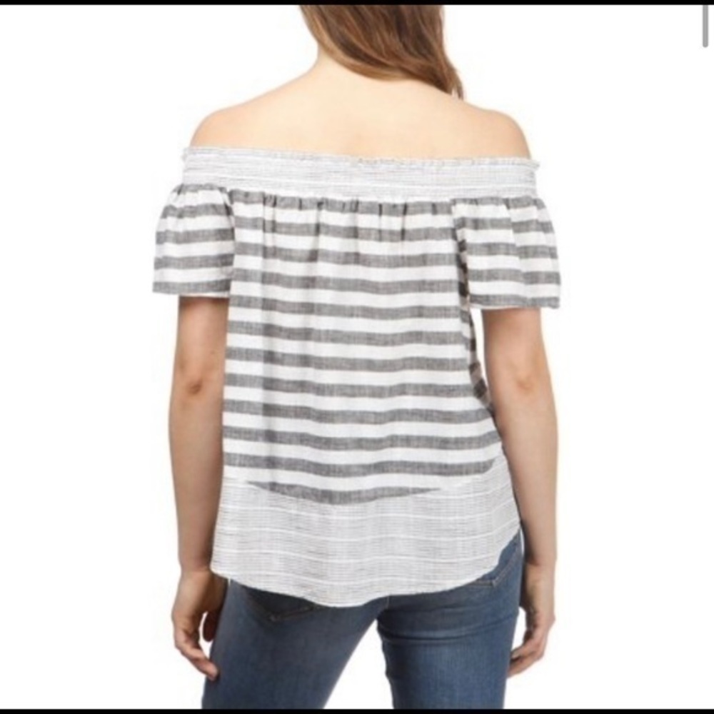 Lucky Brand Off The Shoulder Stripe Top - Picture 2 of 5
